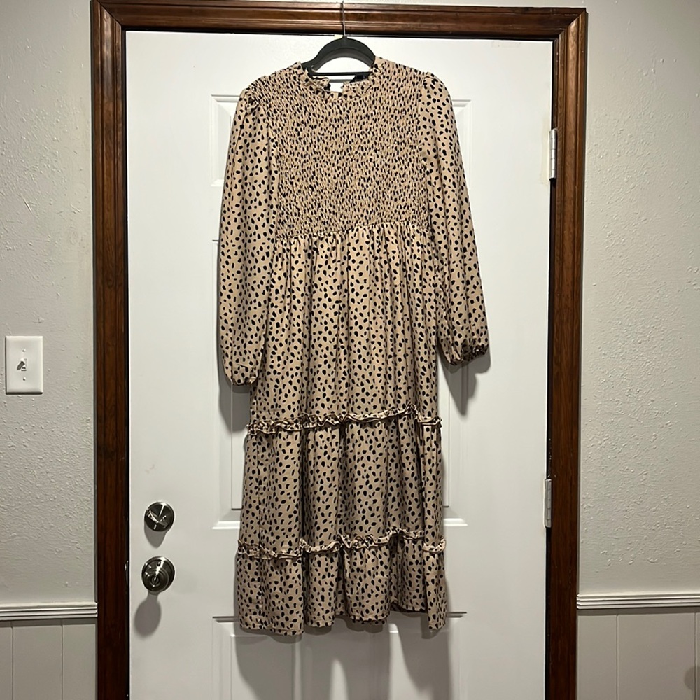 SOLD!!! SIMPLY SOUTHERN Cheetah Print MEDIUM Large Long Sleeve Smock Long A-li